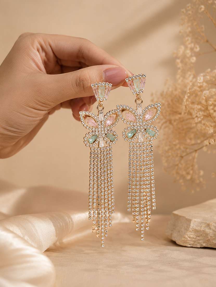women multi coloured crystal crop earrings - 22688025 -  Standard Image - 1