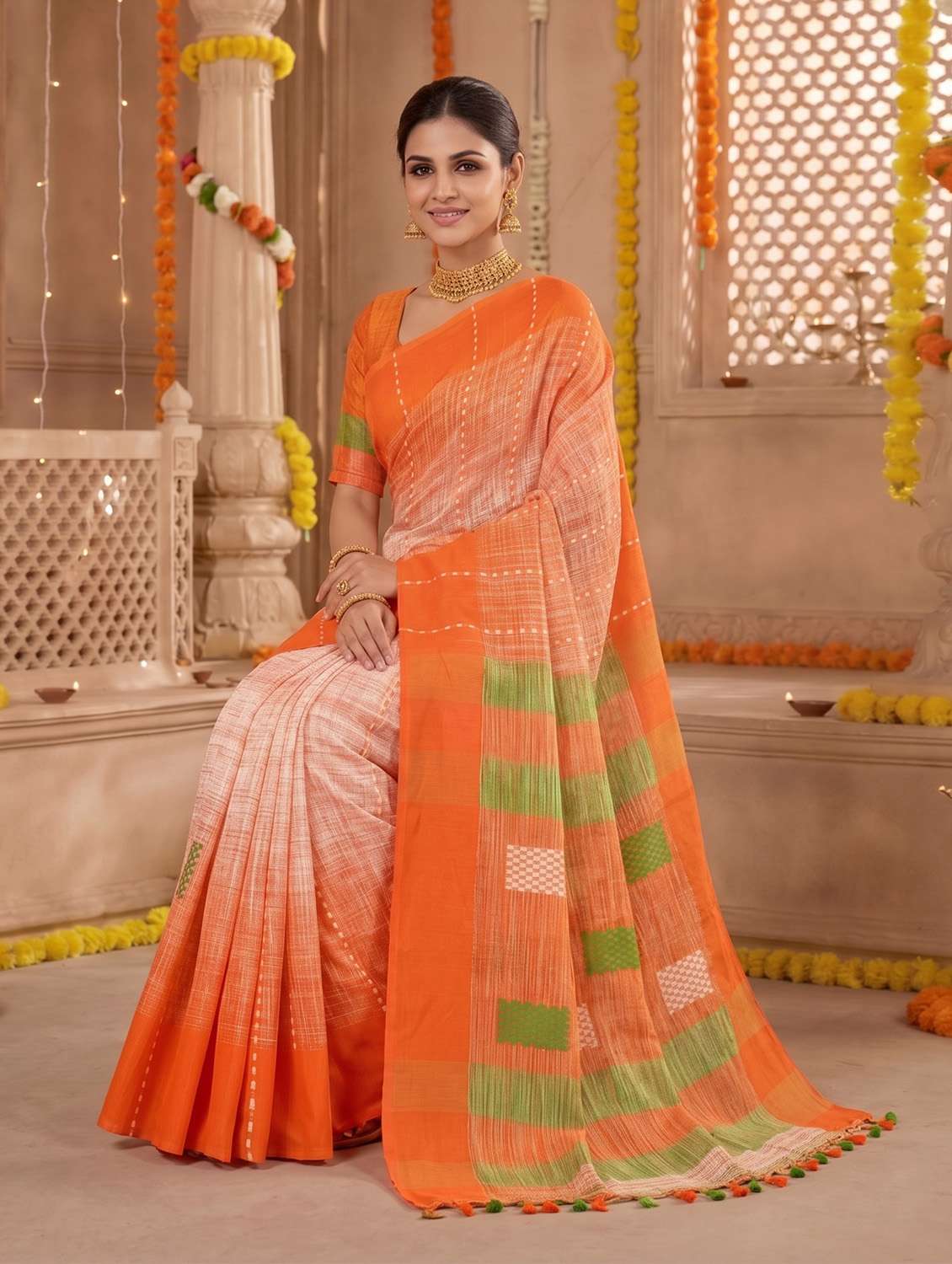 Women Self Design Handloom Saree With Blouse - 22688042 -  Standard Image - 1