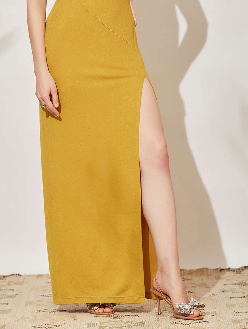 Women Solid Sleeveless High Slit Dress - 22688356 -  Standard Image - 4