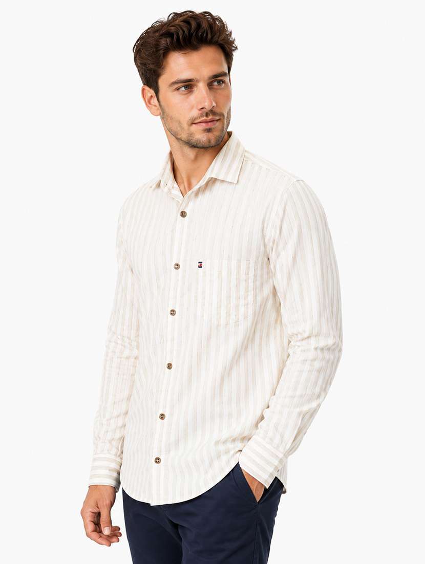 Men Striped Long Sleeve Regular Fit Casual Shirt - 22688397 -  Standard Image - 1