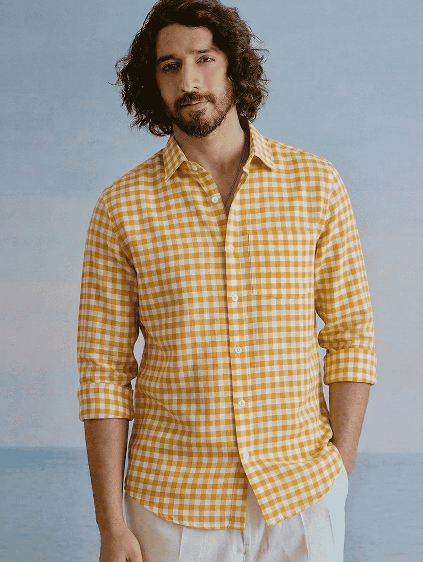 men checkered long sleeves regular fit casual shirt
