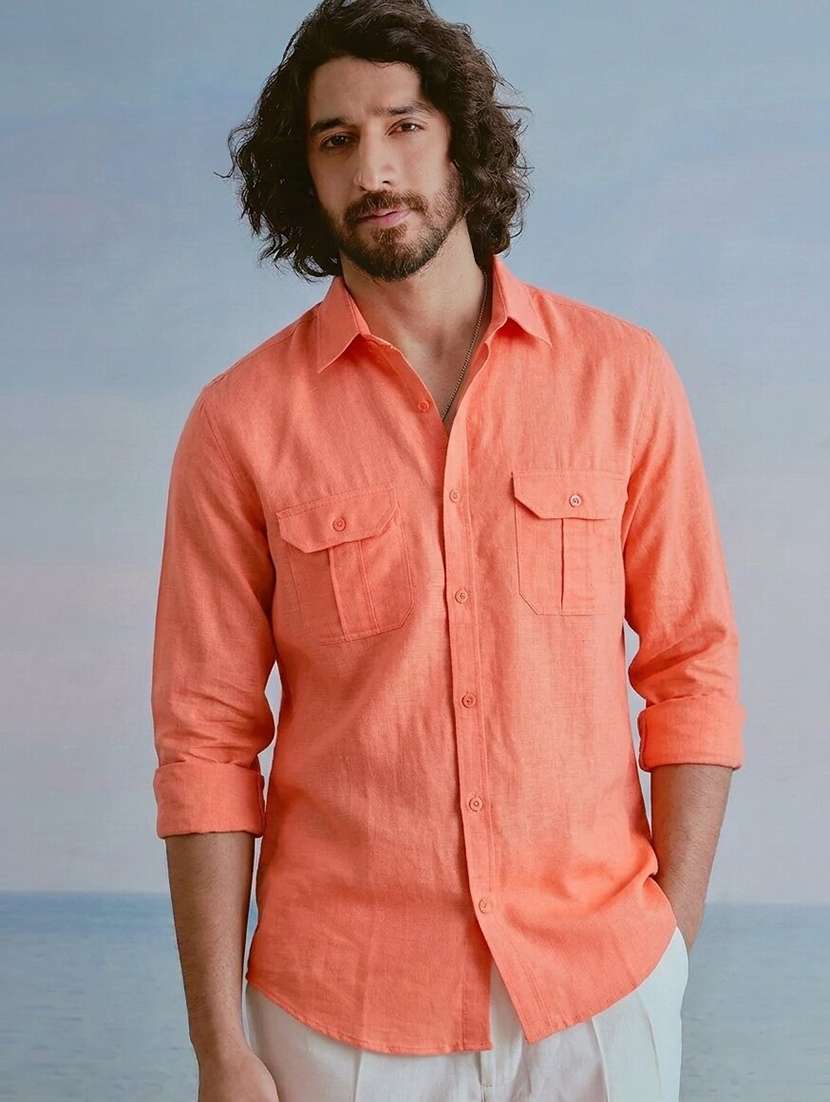 men solid long sleeve regular fit casual shirt