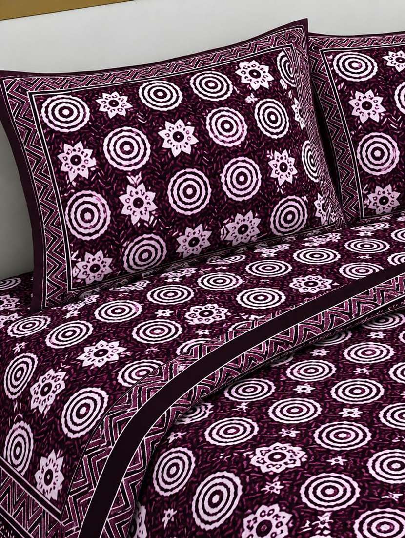 Pure Jaipuri Cotton Double Bed King Size Bedsheet With 2 Pillow Covers (108 X 108 Inches, Blue) | Traditional Mandala Cfb02 - 22688863 -  Standard Image - 1