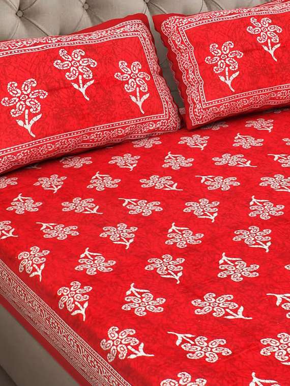Timeless Trends Jaipuri 100 % Cotton Double Bedsheet With 2 Pillow Cover Cpr01 - 22688868 -  Standard Image - 1