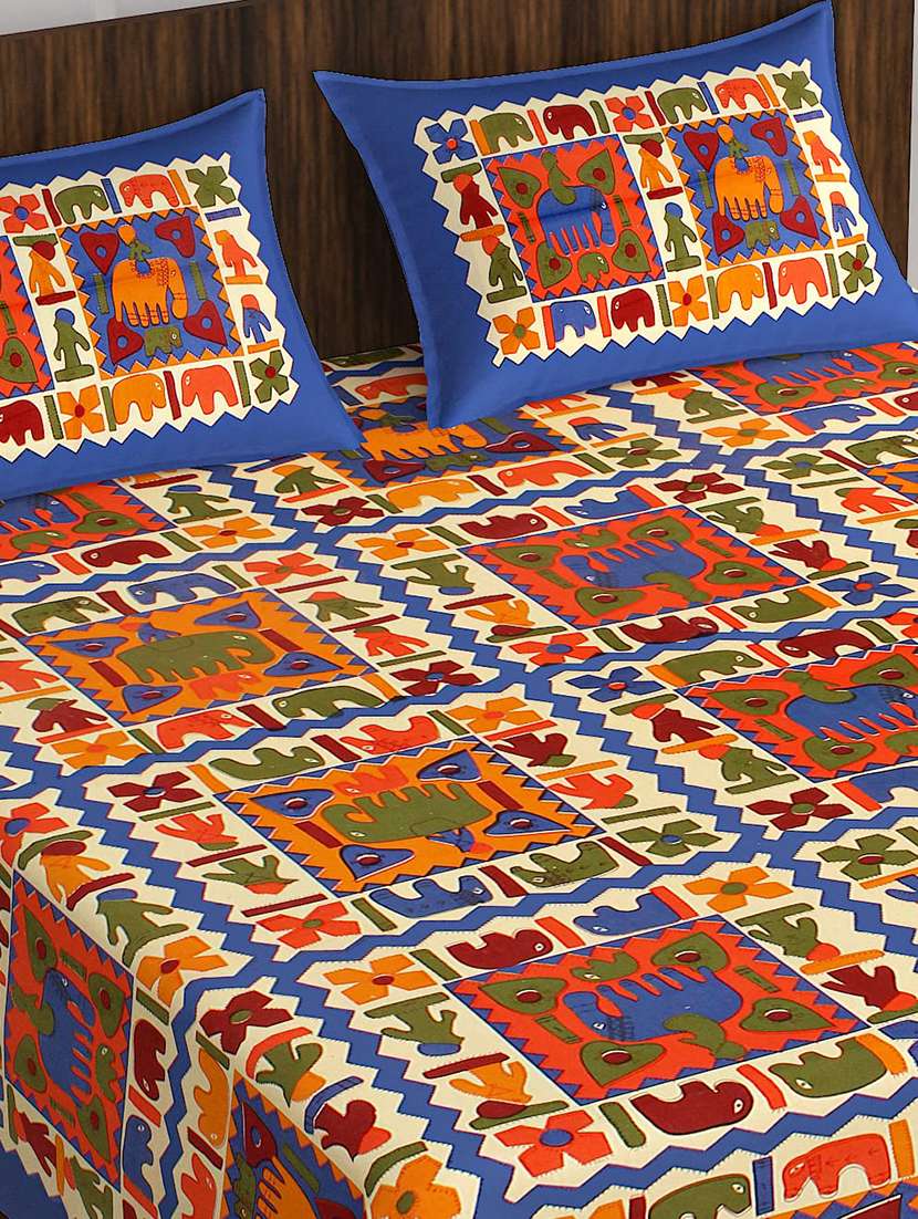 Timeless Trends Jaipuri 100 % Cotton Double Bedsheet With 2 Pillow Cover Hc01 - 22688873 -  Standard Image - 1