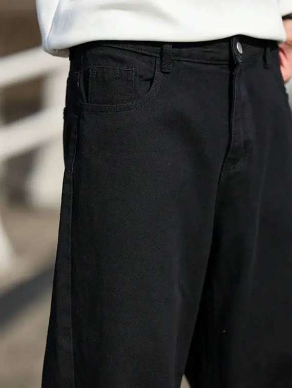 Men Plain Mid Rise Full Length Baggy Jeans - 22689482 -  Standard Image - 1