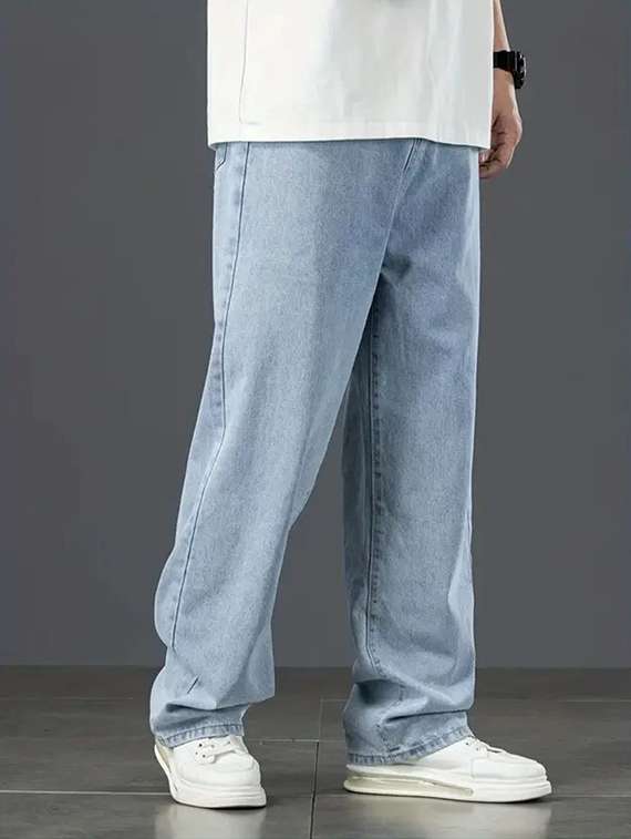 Men Solid Mid Rise Relaxed Fit Jeans - 22689624 -  Standard Image - 1