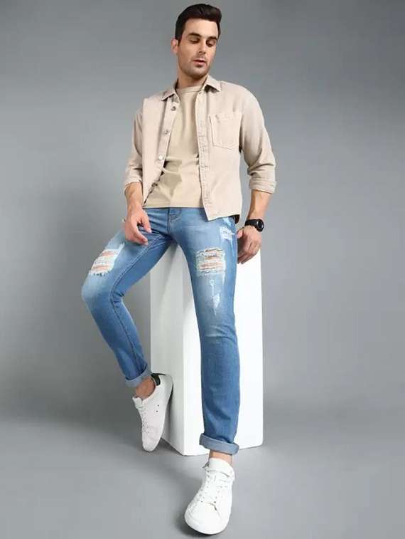 Men Distressed Mid Rise Slim Fit Jeans - 22689932 -  Standard Image - 4