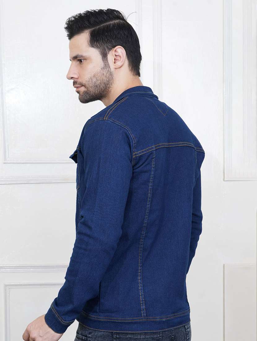 Men Solid Long Sleeve Regular Fit Denim Jacket - 22690020 -  Standard Image - 1