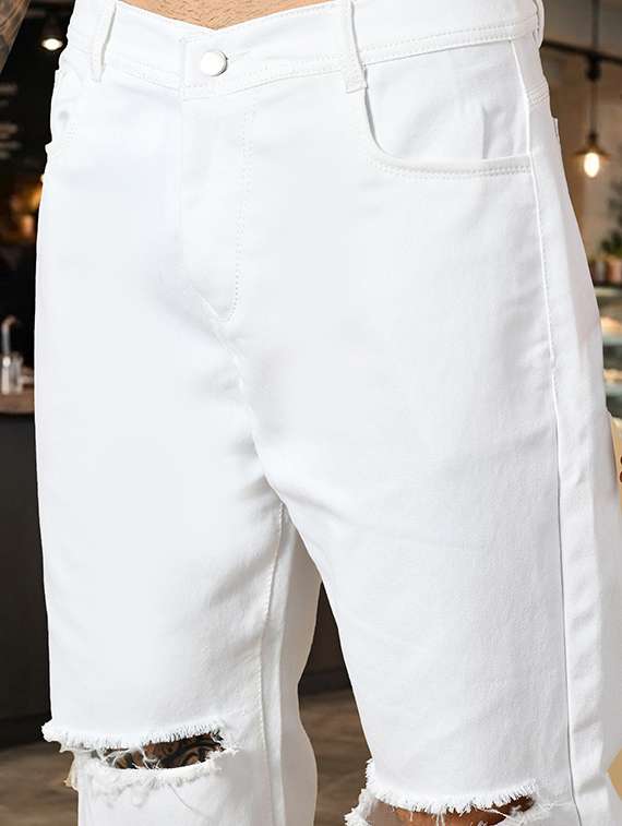 Men Slash Knee Mid Rise Full Length Straight Jeans - 22690314 -  Standard Image - 1