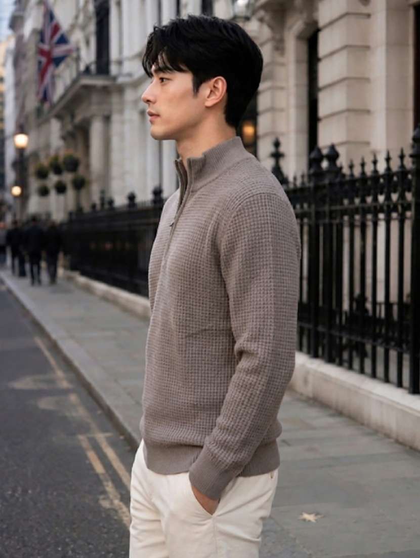 Men Self Design Long Sleeve Regualr Fit Pullover - 22690832 -  Standard Image - 1