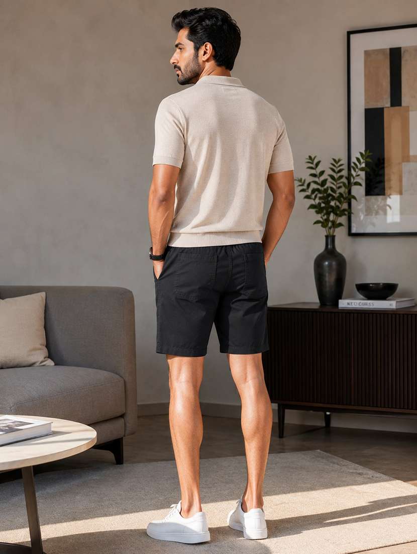Men Solid Mid Rise Regular Fit Shorts - 22690866 -  Standard Image - 1