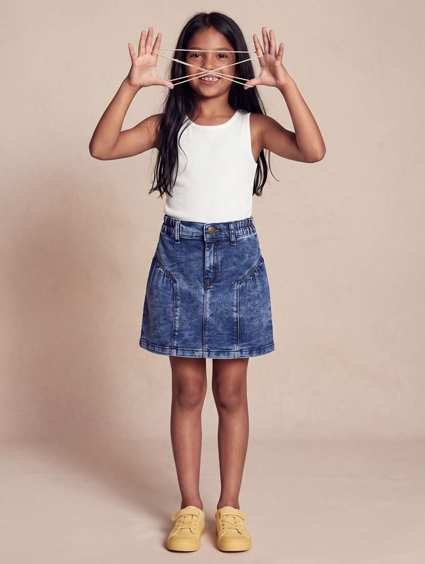 Girls Solid Mid Rise A-line Skirt - 22690943 -  Standard Image - 1