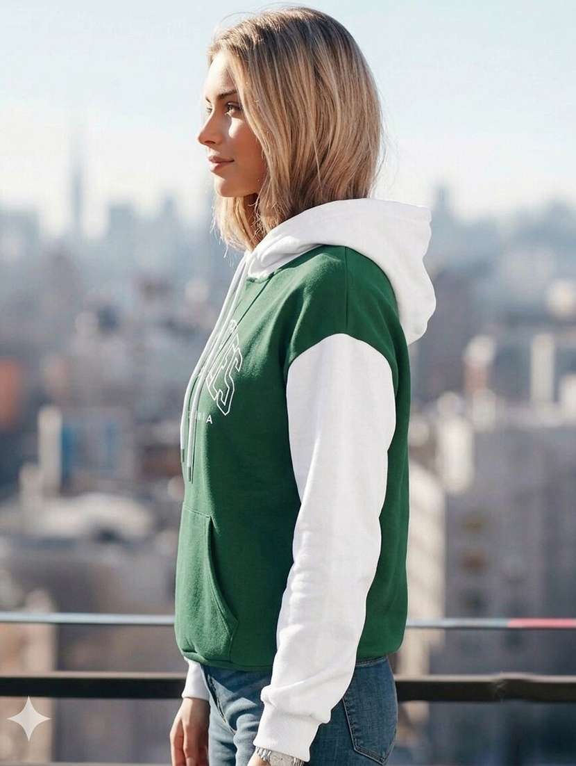 Women Colourblocked Long Sleeves Hooded Sweatshirt - 22690954 -  Standard Image - 1