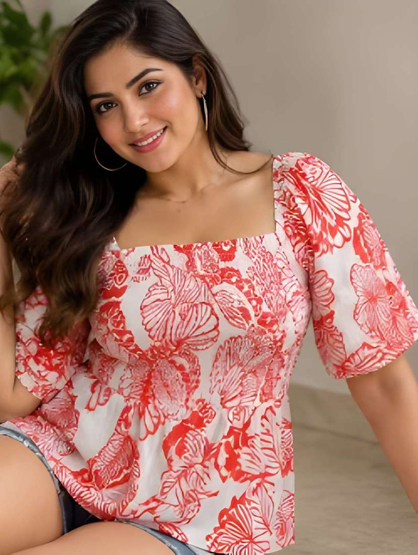 Women Printed Puff Sleeves Peplum Top - 22690963 -  Standard Image - 1