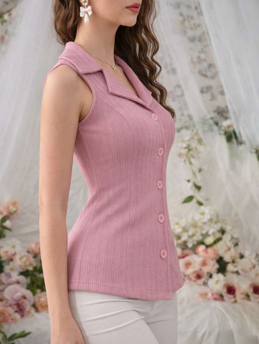 Women Self Design Sleeveless Regular Top - 22691012 -  Standard Image - 4