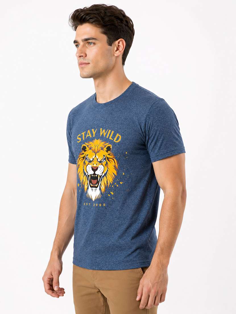Men Printed Short Sleeve Regular Fit T-shirt - 22692956 -  Standard Image - 1