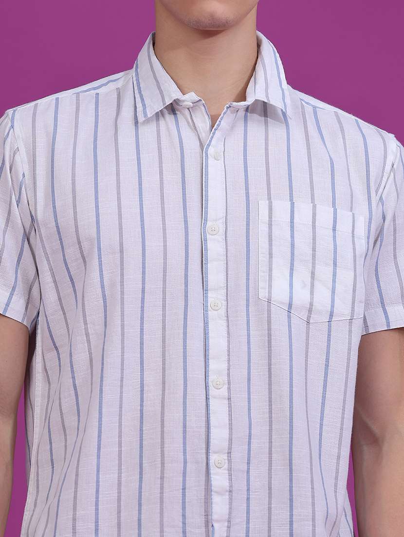 Men Striped Short Sleeve Regular Fit Casual Shirt - 22693215 -  Standard Image - 1