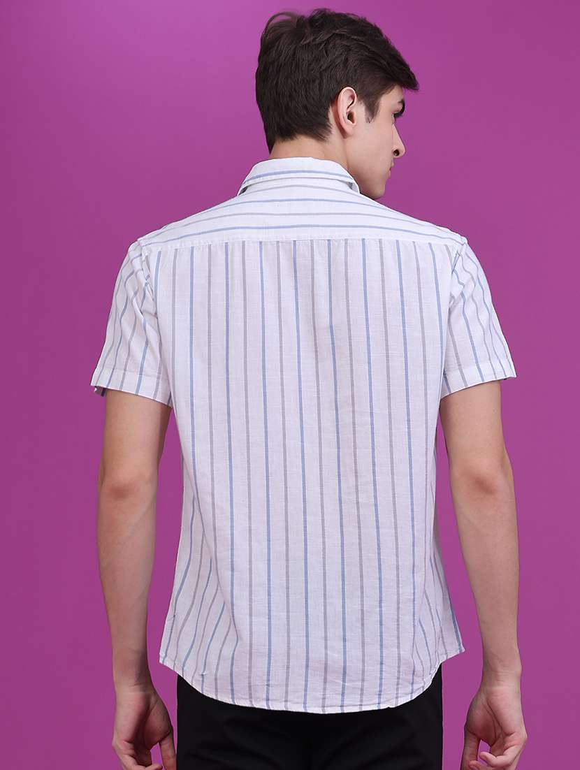 Men Striped Short Sleeve Regular Fit Casual Shirt - 22693215 -  Standard Image - 4