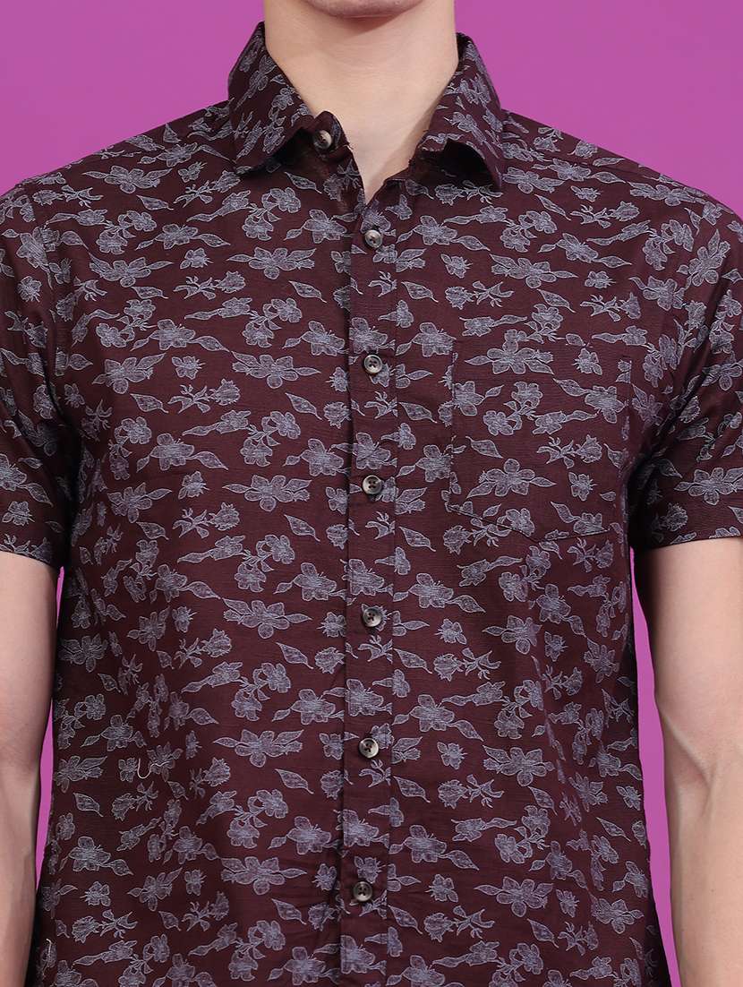 Men Printed Short Sleeve Slim Fit Casual Shirt - 22693522 -  Standard Image - 1