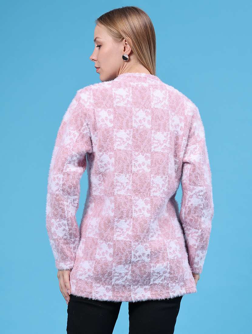 Women Self Design Long Sleeves Cardigan - 22693583 -  Standard Image - 4