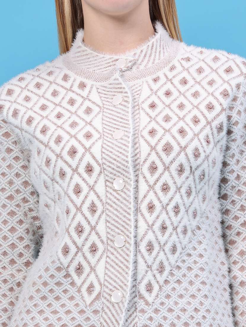 Women Self Design Long Sleeves Cardigan - 22693585 -  Standard Image - 1