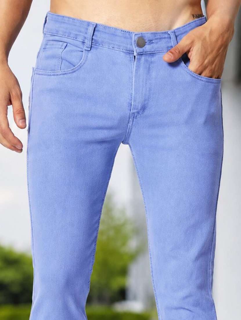 Men Plain Mid Rise Full Length Slim Fit Jeans - 22693600 -  Standard Image - 1