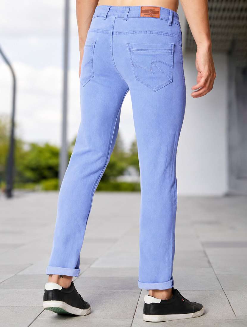Men Plain Mid Rise Full Length Slim Fit Jeans - 22693600 -  Standard Image - 4