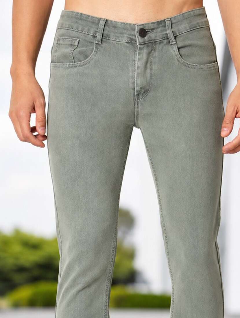 Men Plain Mid Rise Full Length Slim Fit Jeans - 22693601 -  Standard Image - 1