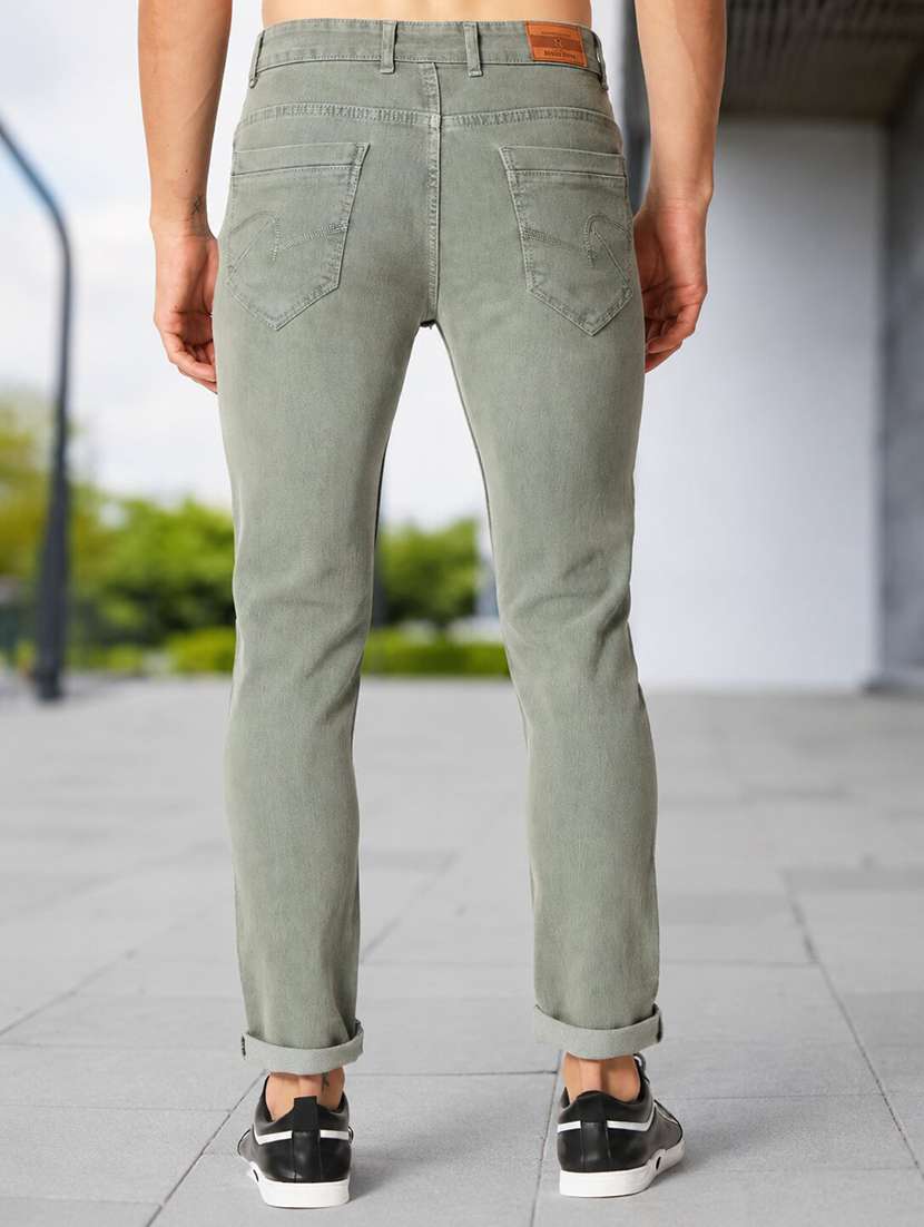 Men Plain Mid Rise Full Length Slim Fit Jeans - 22693601 -  Standard Image - 4