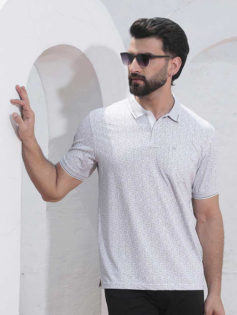 men printed short sleeves polo t-shirt
