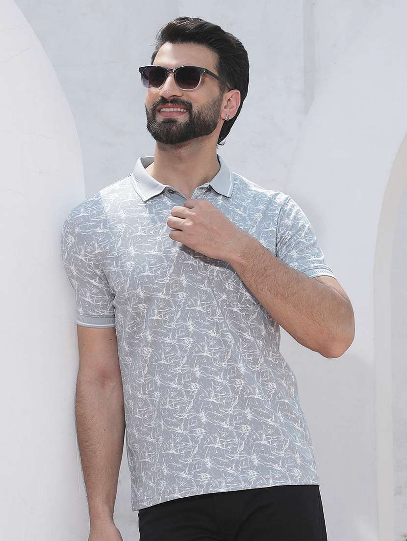 men printed short sleeves polo t-shirt