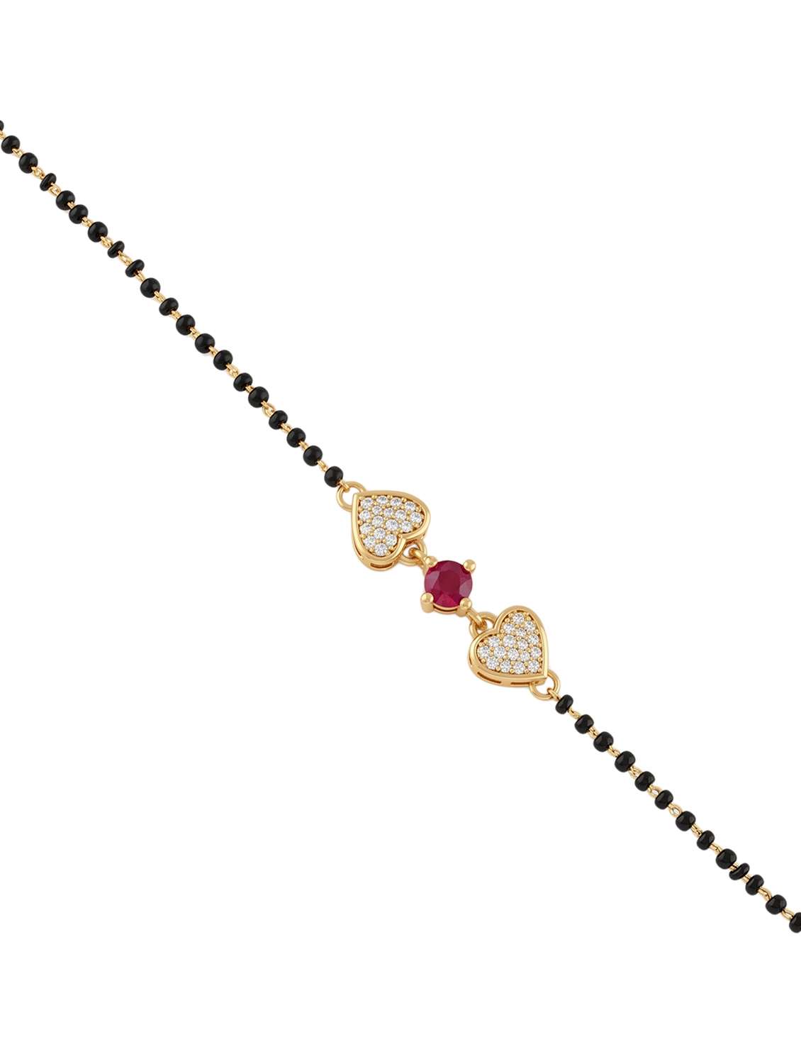 Women Gold Plated Heartshape Mangalsutra Bracelet - 22693842 -  Standard Image - 1