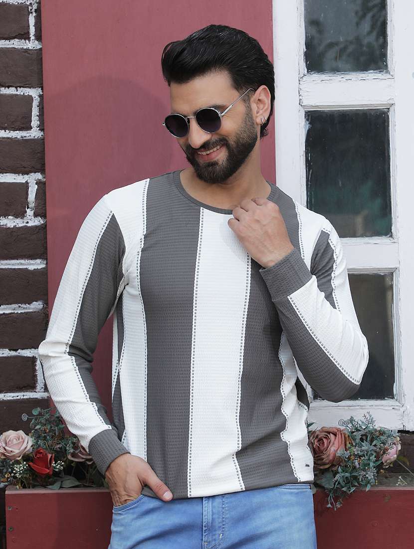 men striped long sleeve regular fit sweatshirt