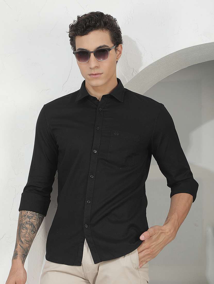 men solid long sleeves casual shirt