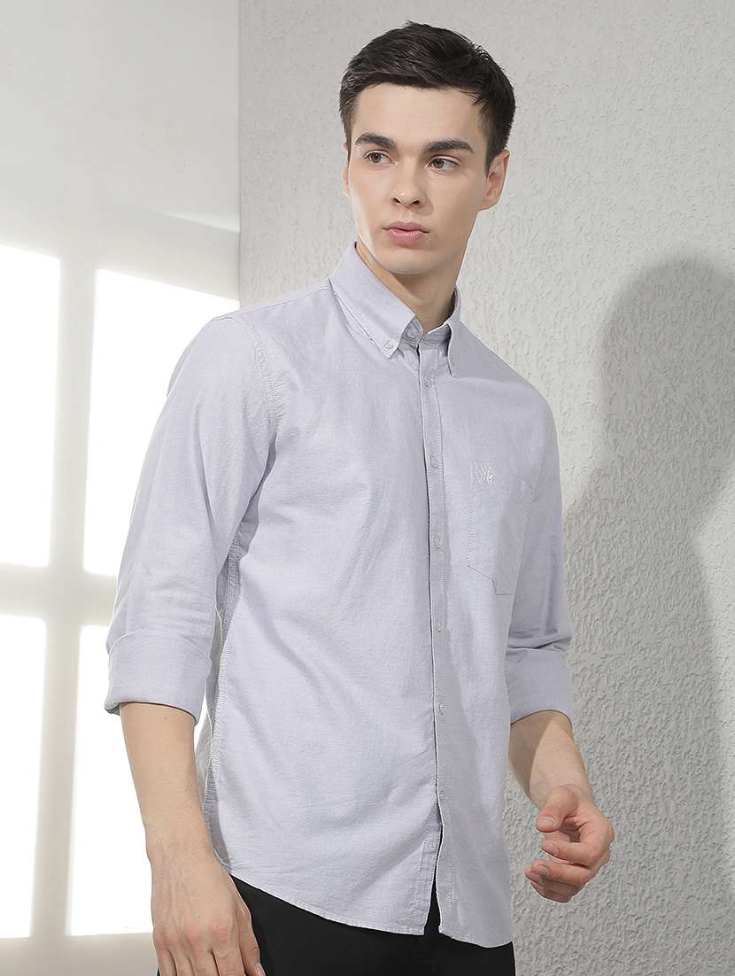 men solid long sleeves casual shirt