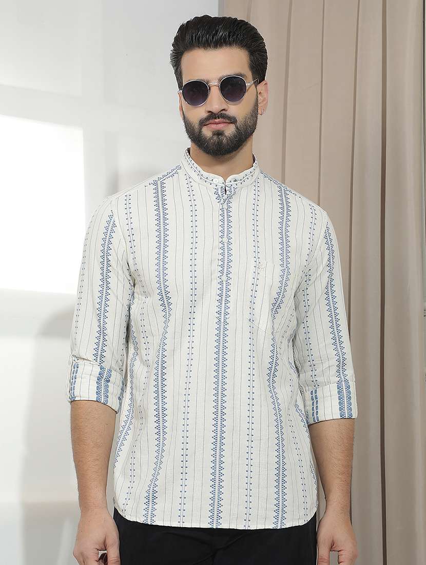 men self design long sleeve regular fit casual shirt