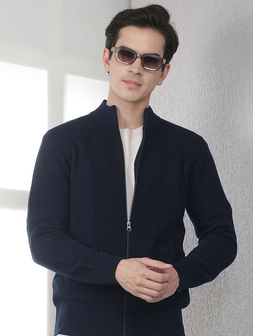 men self design long sleeves regular fit cardigan
