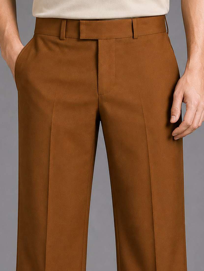 Men Solid Mid Rise Flat Front Formal Trouser - 22694775 -  Standard Image - 1