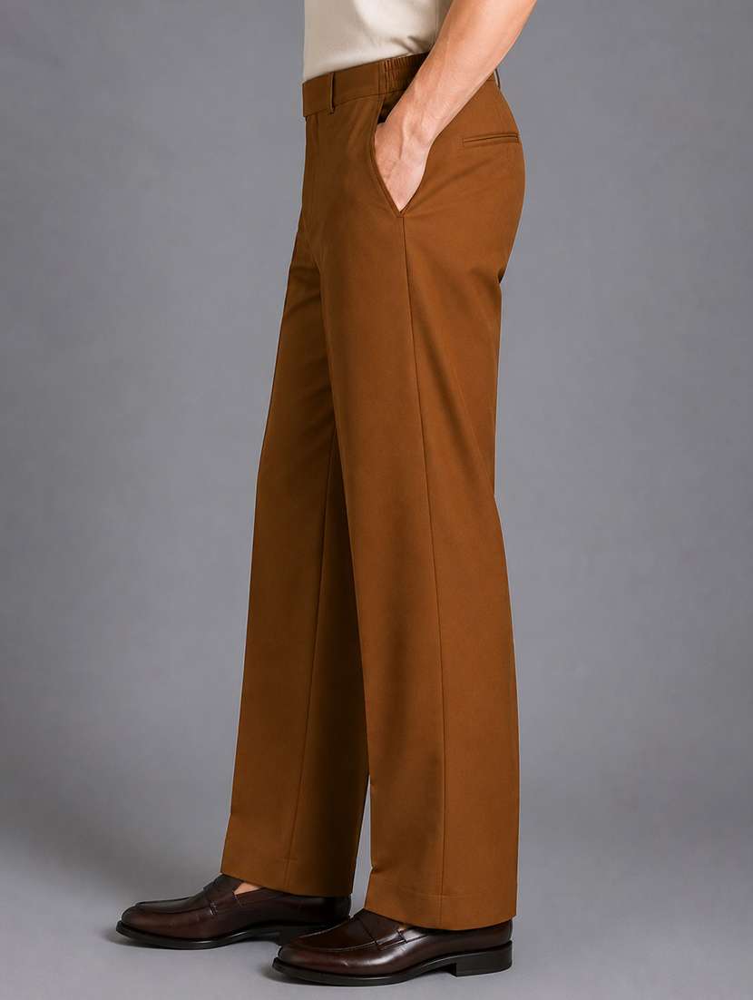 Men Solid Mid Rise Flat Front Formal Trouser - 22694775 -  Standard Image - 4