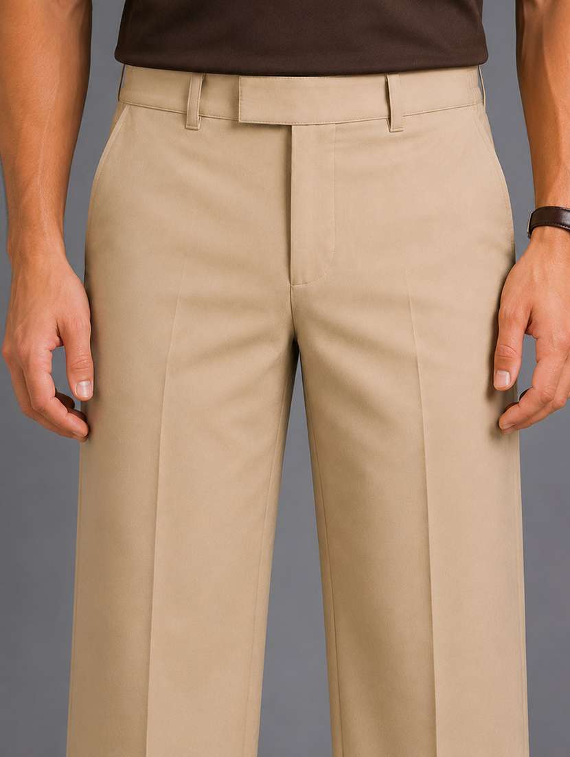 Men Solid Mid Rise Flat Front Formal Trouser - 22694777 -  Standard Image - 1