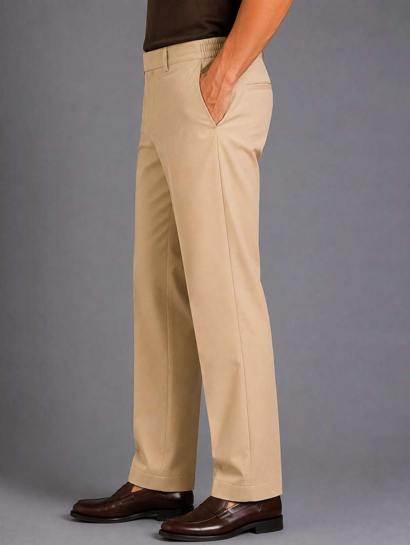 Men Solid Mid Rise Flat Front Formal Trouser - 22694777 -  Standard Image - 4