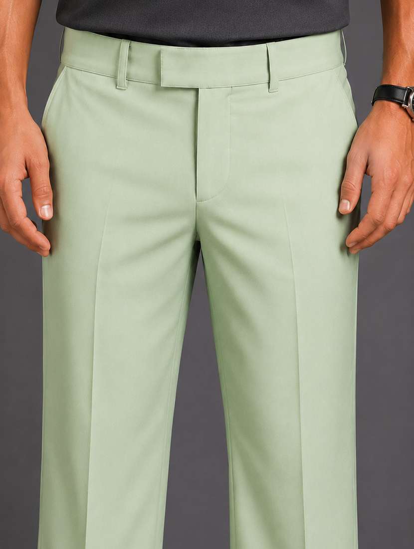 Men Solid Mid Rise Straight Fit Trouser - 22694778 -  Standard Image - 1