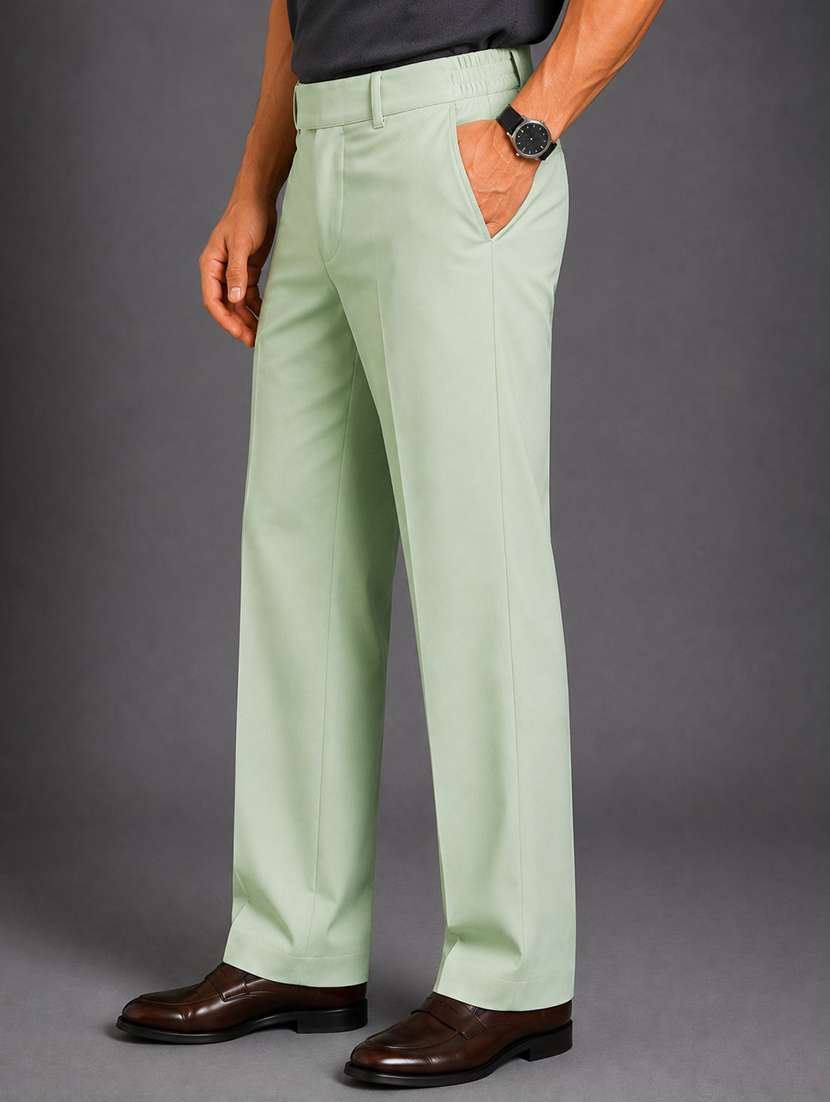 Men Solid Mid Rise Straight Fit Trouser - 22694778 -  Standard Image - 4