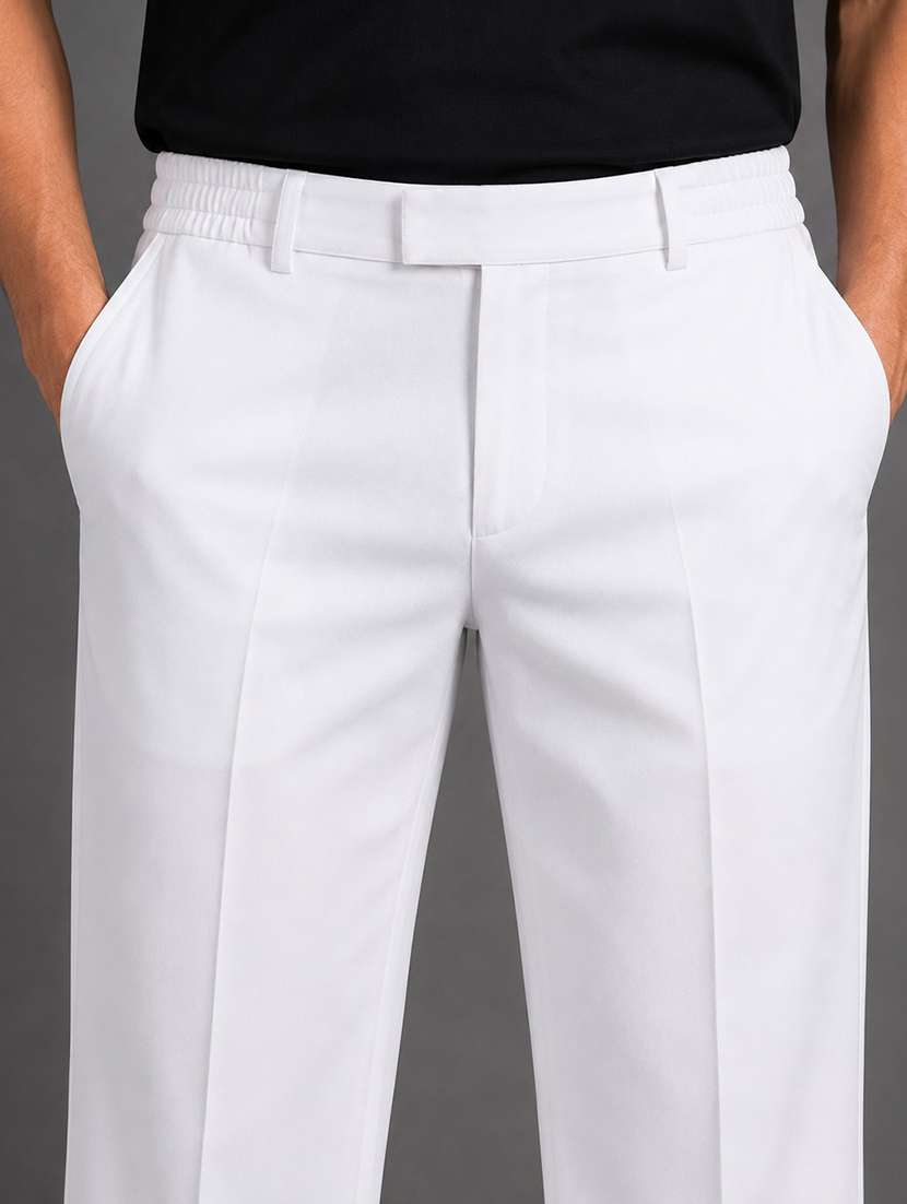 Men Solid Mid Rise Flat Front Formal Trouser - 22694779 -  Standard Image - 1
