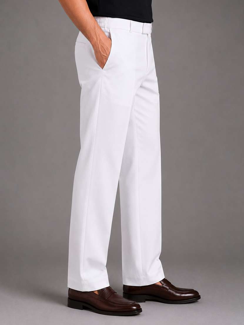 Men Solid Mid Rise Flat Front Formal Trouser - 22694779 -  Standard Image - 4