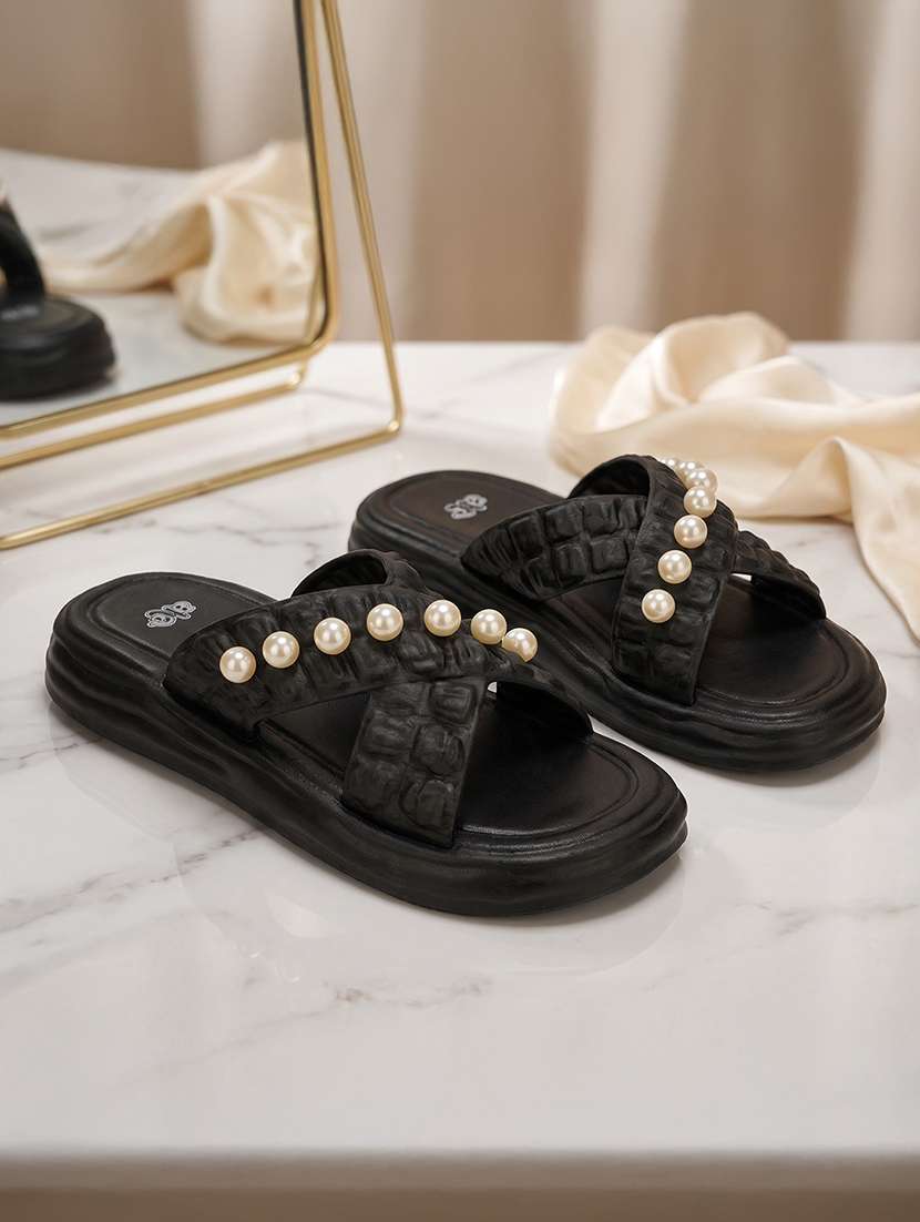 women embellished slip on flats