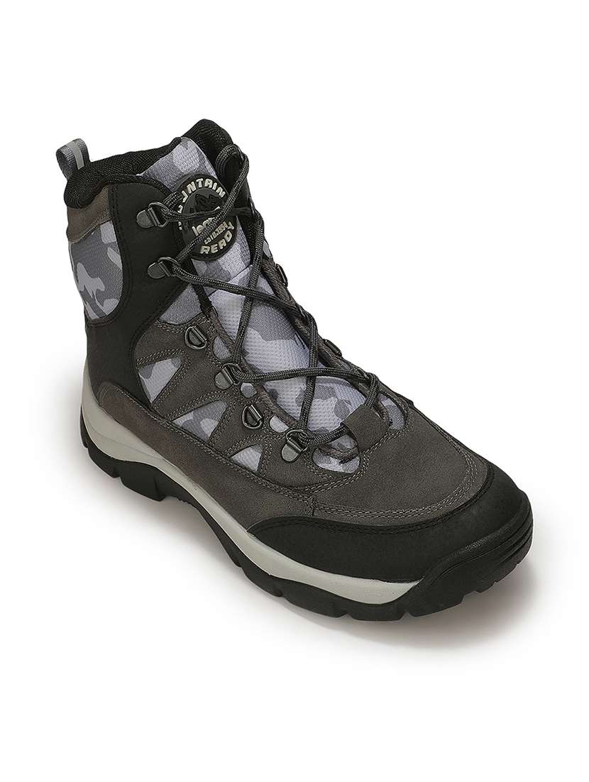 Men Grey Lace Up Hiking Boots Boot - 22694817 -  Standard Image - 1