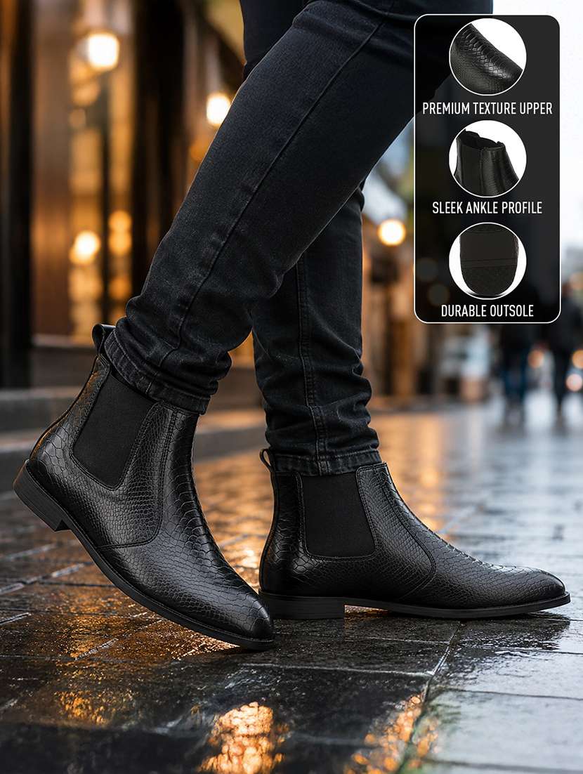 Men Black Slip On High Ankle Boot - 22694818 -  Standard Image - 9