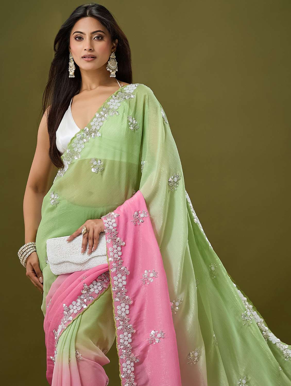 Women Ombre Embellished Saree With Blouse - 22695273 -  Standard Image - 1